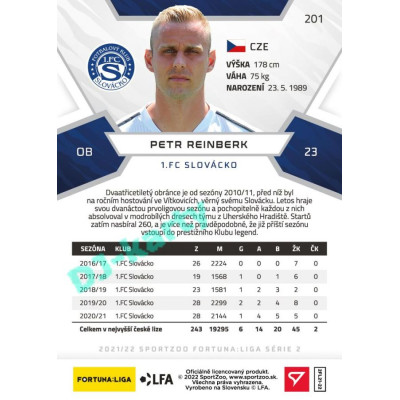2021/22 Sportzoo Fortuna Liga 2. série #201 Petr Reinberk