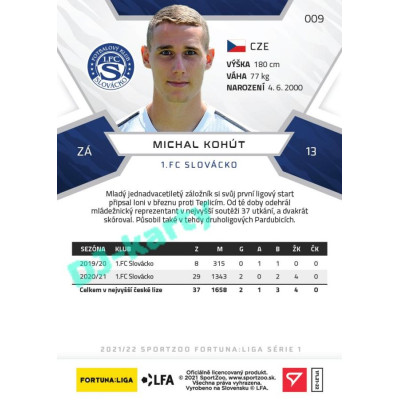 2021/22 Sportzoo Fortuna Liga Michal Kohút #9