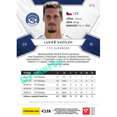 2021/22 Sportzoo Fortuna Liga Lukáš Sadílek #12