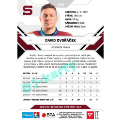 2021/22 Sportzoo TIPSPORT ELH 2. série #288 David Dvořáček