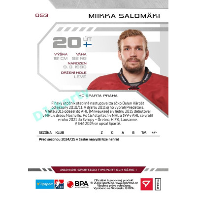 2024/25 Sportzoo ELH 1. serie #053 Miikka Salomäki