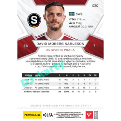 2021/22 Sportzoo Fortuna Liga David Moberg Karlsson #20