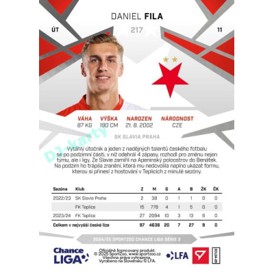 2024/25 Sportzoo Chance Liga 2. série #217 Daniel Fila