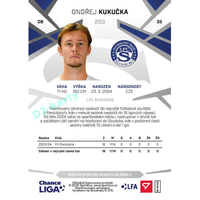 2024/25 Sportzoo Chance Liga 2. série #250 Ondřej Kukučka