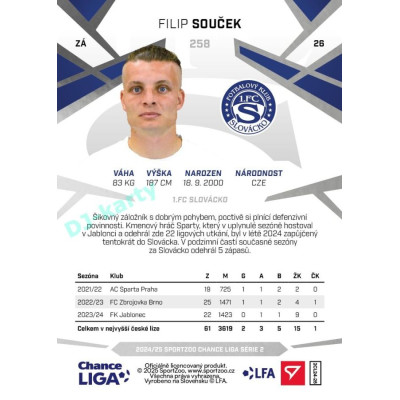 2024/25 Sportzoo Chance Liga 2. série #258 Filip Souček