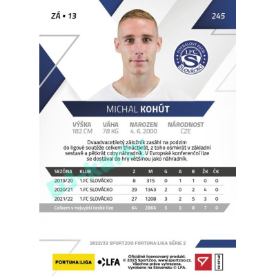 2022/23 Sportzoo Fortuna Liga 2. série #245 Michal Kohút