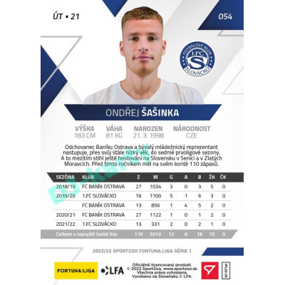 2022/23 Sportzoo Fortuna Liga 1. série #054 Ondřej Šašinka