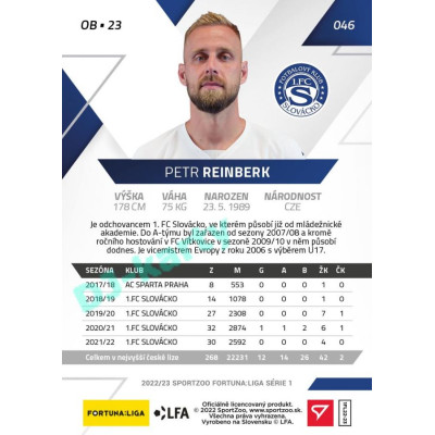 2022/23 Sportzoo Fortuna Liga 1. série #046 Petr Reinberk PROMO