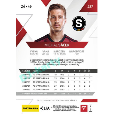 2022/23 Sportzoo Fortuna Liga 2. série #237 Michal Sáček