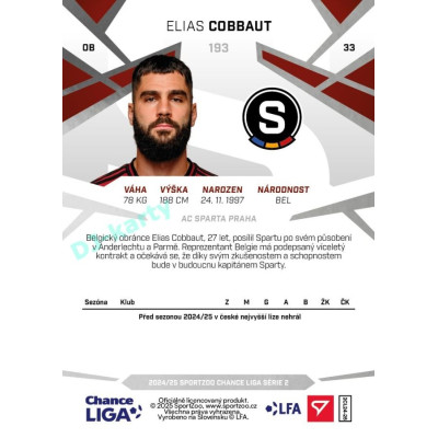 2024/25 Sportzoo Chance Liga 2. série #193 Elias Cobbaut