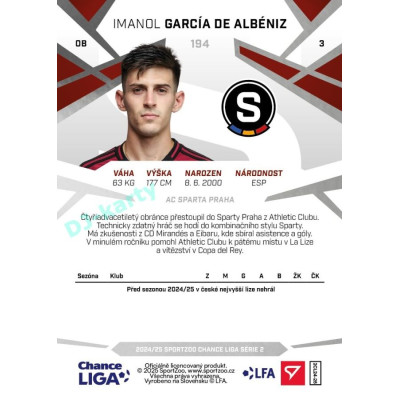 2024/25 Sportzoo Chance Liga 2. série #194 Imanol García de Albéniz