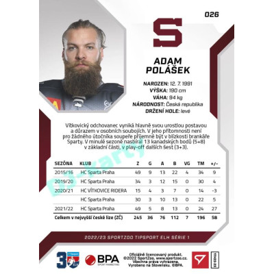 2022/23 Sportzoo ELH 1. série #026 Adam Polášek