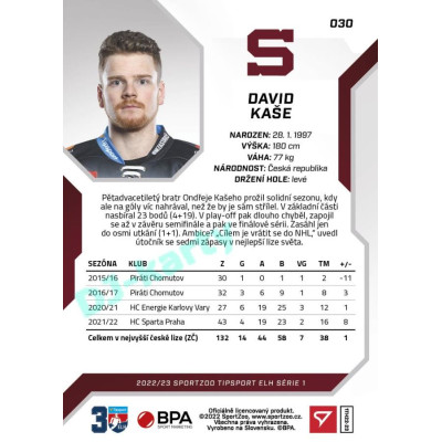 2022/23 Sportzoo ELH 1. série #030 David Kaše