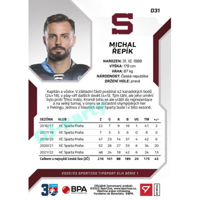 2022/23 Sportzoo ELH 1. série #031 Michal Řepík