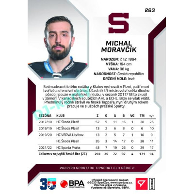 2022/23 Sportzoo ELH 2. série #263 Michal Moravčík