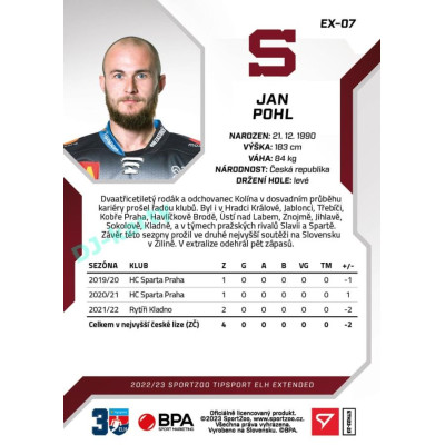 2022/23 Sportzoo ELH Extended #EX-07 Jan Pohl