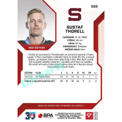 2022/23 Sportzoo ELH 1. série #035 Gustaf Thorell Red xx/49