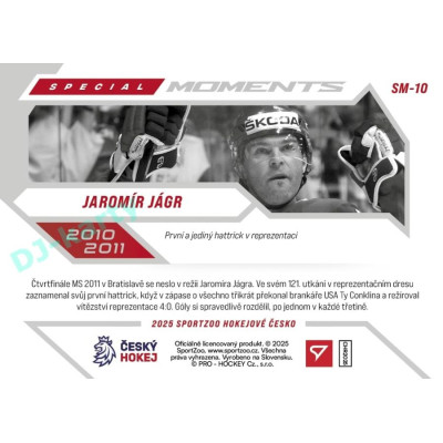 2025 Sportzoo Hokejové ČESKO #SM-10 Jaromír Jágr Special Moments
