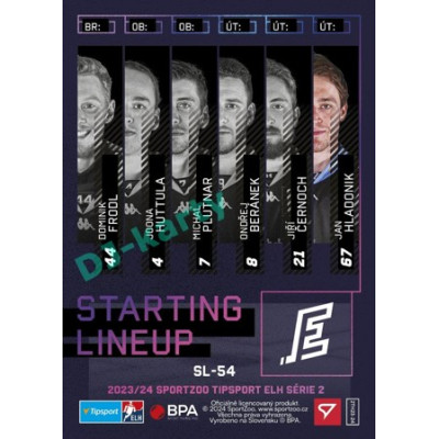 2023/24 Sportzoo ELH 2. serie #SL-54 Jan Hladonik Starting Lineup