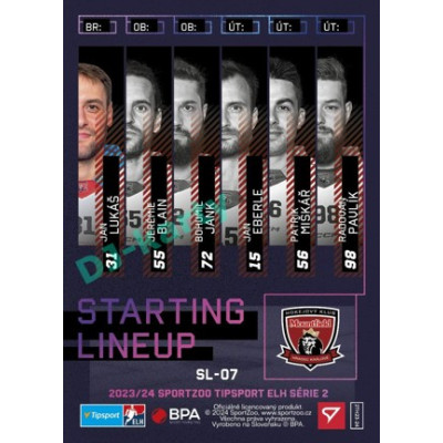2023/24 Sportzoo ELH 2. serie #SL-07 Jan Lukáš Starting Lineup