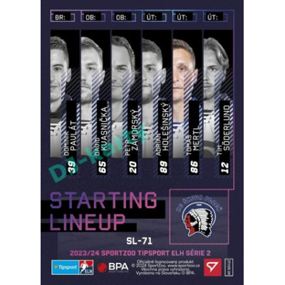 2023/24 Sportzoo ELH 2. serie #SL-71 Tomáš Mertl Starting Lineup