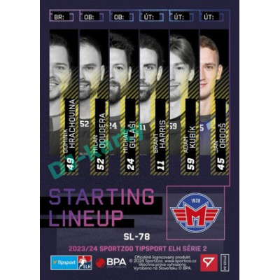 2023/24 Sportzoo ELH 2. serie #SL-78 Jan Ordoš Starting Lineup