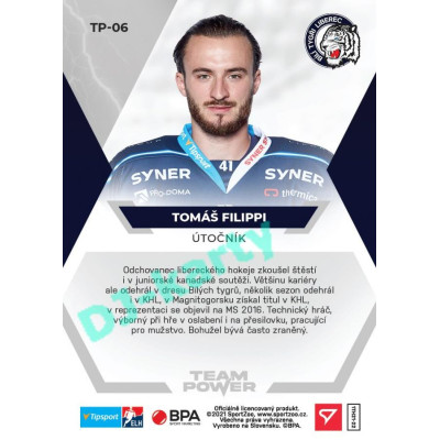 2021/22 Sportzoo TIPSPORT ELH Tomáš Filippi #TP-06 Team Power
