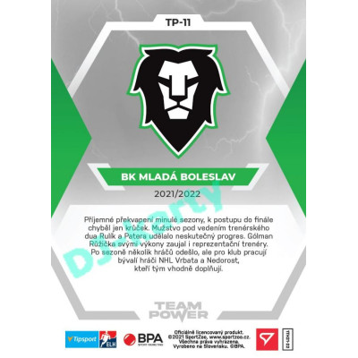 2021/22 Sportzoo TIPSPORT ELH BK Mladá Boleslav #TP-11 Team Power