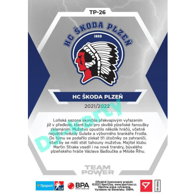 2021/22 Sportzoo TIPSPORT ELH HC Škoda Plzeň #TP-26 Team Power