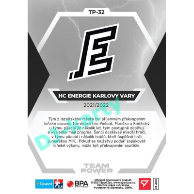 2021/22 Sportzoo TIPSPORT ELH HC Energie Karlovy Vary #TP-32 Team Power