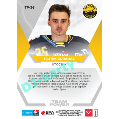 2021/22 Sportzoo TIPSPORT ELH Patrik Zdráhal #TP-36 Team Power