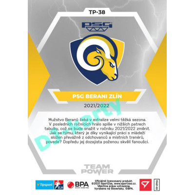 2021/22 Sportzoo TIPSPORT ELH PSG Berani Zlín #TP-38 Team Power