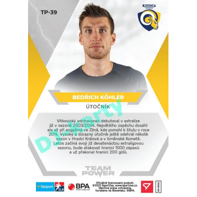 2021/22 Sportzoo TIPSPORT ELH Bedřich Köhler #TP-39 Team Power