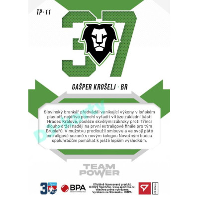 2022/23 Sportzoo ELH 1. série #TP-11 Gašper Krošelj Team Power