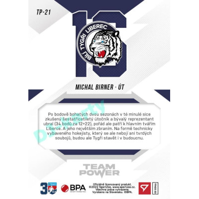 2022/23 Sportzoo ELH 1. série #TP-21 Michal Birner Team Power