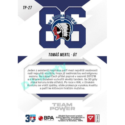 2022/23 Sportzoo ELH 1. série #TP-27 Tomáš Mertl Team Power