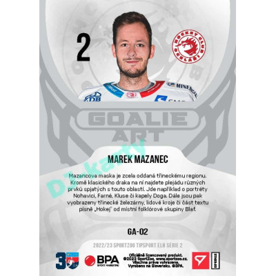 2022/23 Sportzoo ELH 2. série #GA-02 Marek Mazanec Goalie ART Limited xx/70