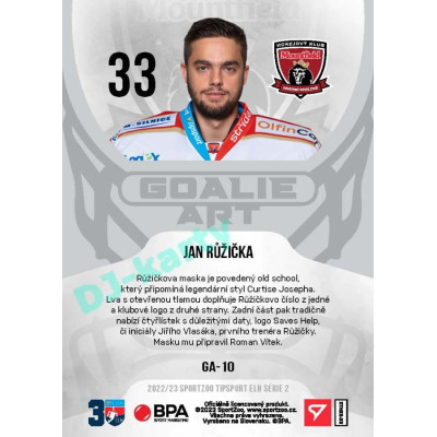 2022/23 Sportzoo ELH 2. série #GA-10 Jan Růžička Goalie ART Limited xx/70