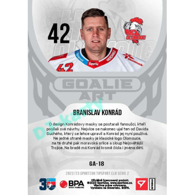 2022/23 Sportzoo ELH 2. série #GA-18 Branislav Konrád Goalie ART Limited xx/70