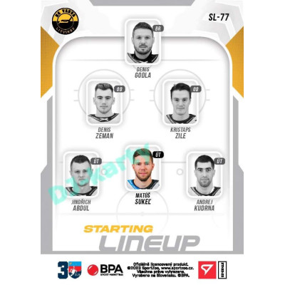 2022/23 Sportzoo ELH 2. série #SL-77 Matúš Sukeľ Starting Lineup 3rd Period xx/30