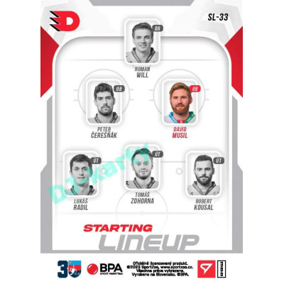 2022/23 Sportzoo ELH 2. série #SL-33 David Musil Starting Lineup 2nd Period xx/60