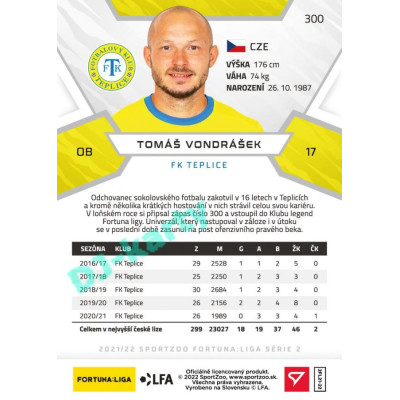 2021/22 Sportzoo Fortuna Liga 2. série #300 Tomáš Vondrášek