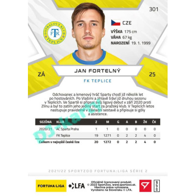 2021/22 Sportzoo Fortuna Liga 2. série #301 Jan Fortelný