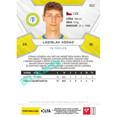 2021/22 Sportzoo Fortuna Liga 2. série #302 Ladislav Kodad