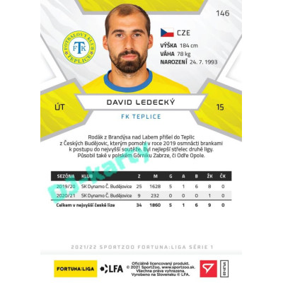 2021/22 Sportzoo Fortuna Liga David Ledecký #146