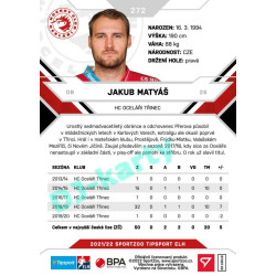 2021/22 Sportzoo TIPSPORT ELH 2. série #272 Jakub Matyáš