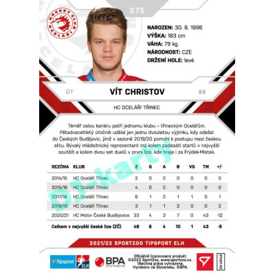 2021/22 Sportzoo TIPSPORT ELH 2. série #275 Vít Christov