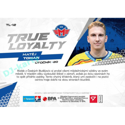 2024/25 Sportzoo ELH 1. serie #TL-12 Matěj Toman True Loyalty