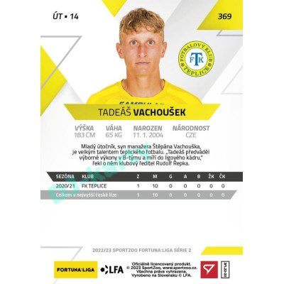 2022/23 Sportzoo Fortuna Liga 2. série #369 Tadeáš Vachoušek