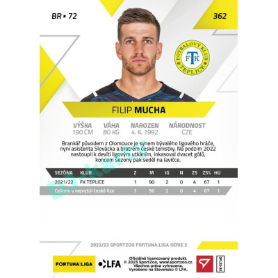 2022/23 Sportzoo Fortuna Liga 2. série #362 Filip Mucha